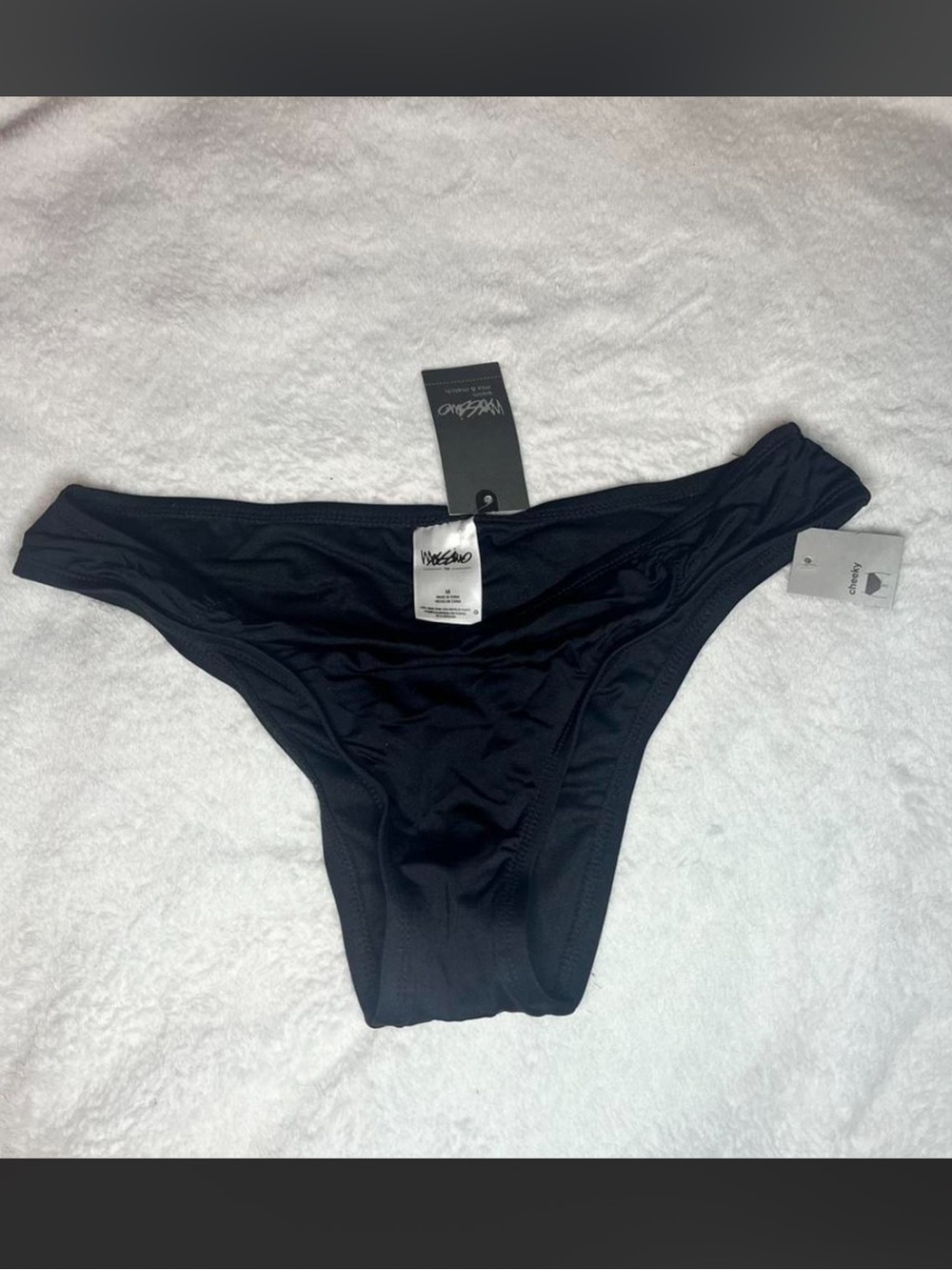 NWT 2016 Mossimo Ruched Cheeky Black Bikini Bottom Deadstock